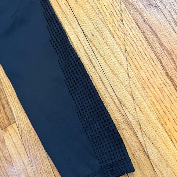 Zyia Leggings Womens 4 Black Mesh Stripe Crop Pants - Picture 2 of 8
